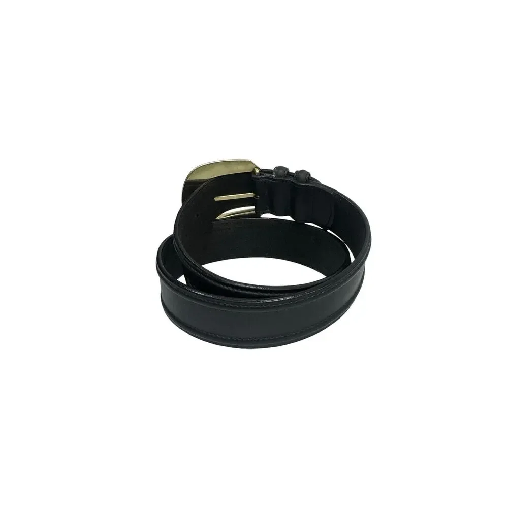 Brighton Black Leather Belt Solid Brass Buckle Size Medium Vintage 1991
